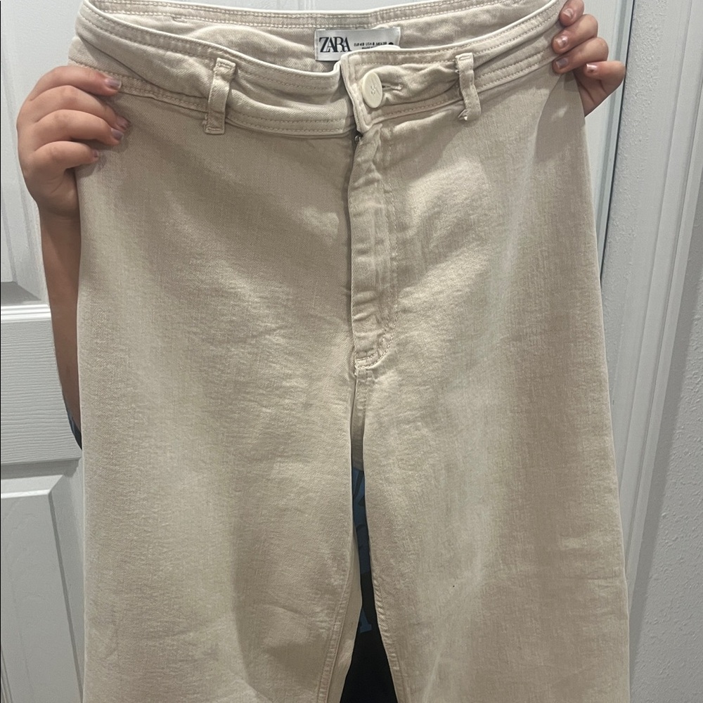 Zara Beige wide leg jeans